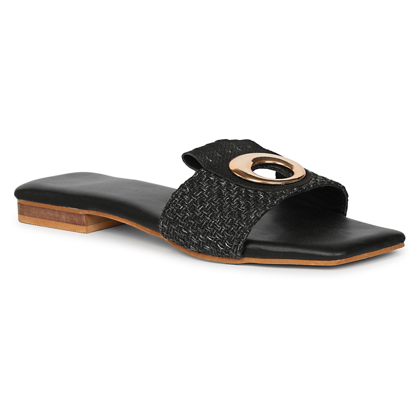 Black Flat Heel Slipper