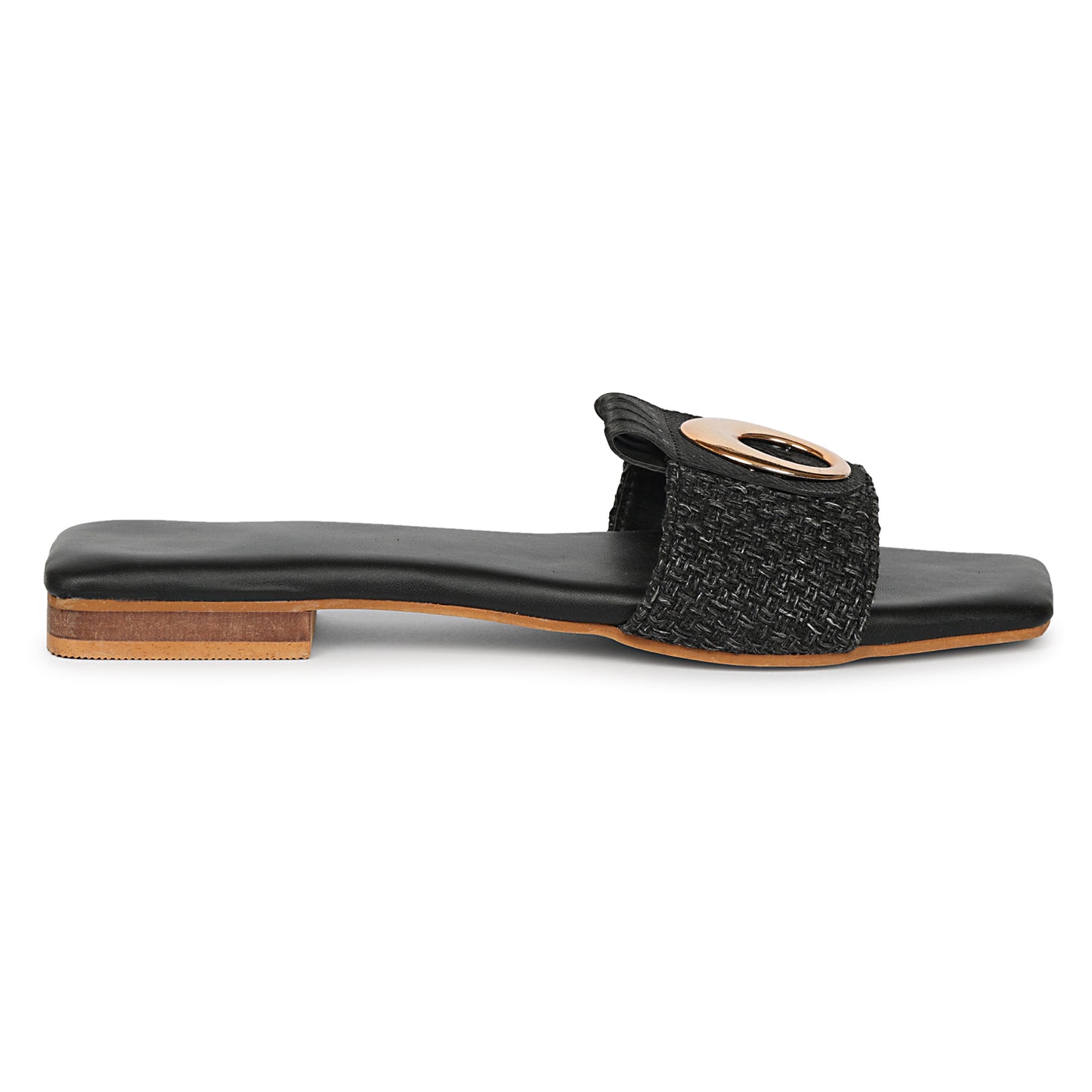 Black Flat Heel Slipper
