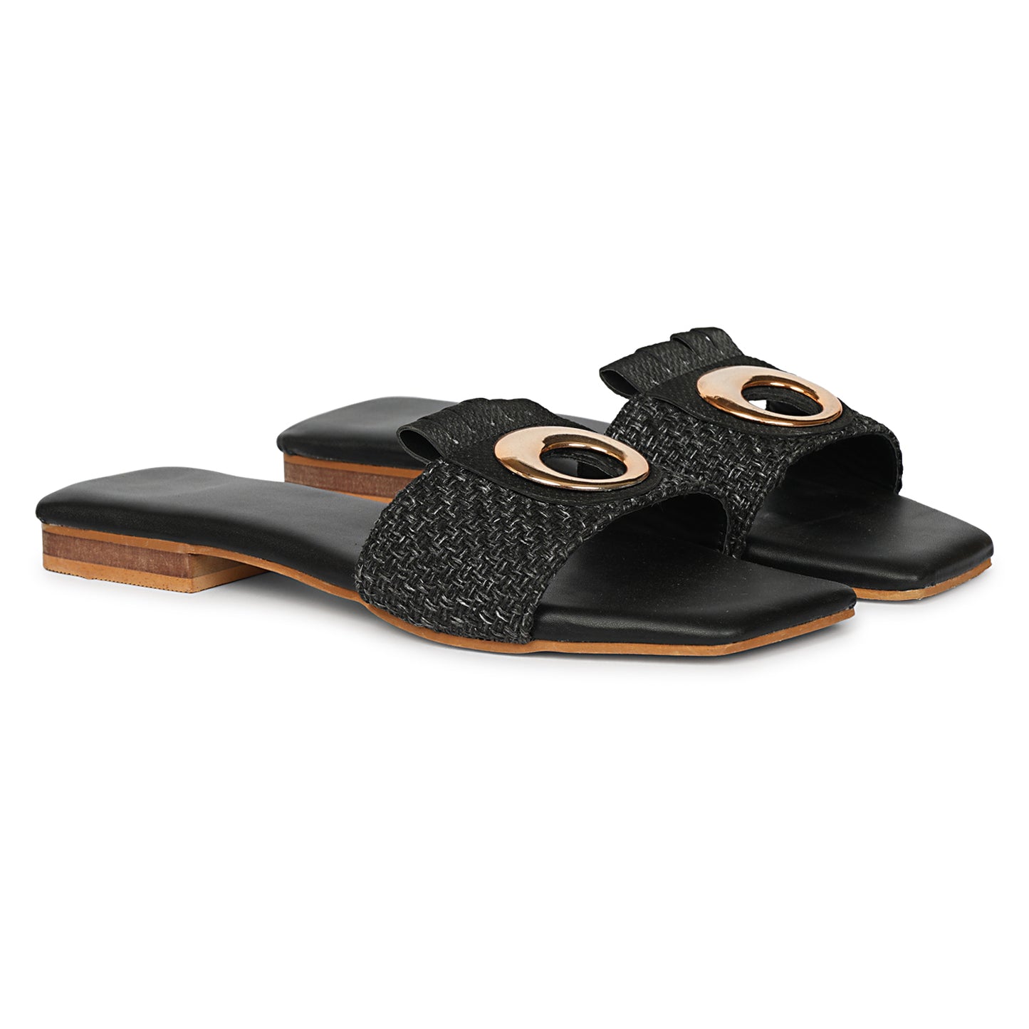 Black Flat Heel Slipper